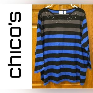 EUC Size 4 Chico’s Zenergy Holly Striped Tee